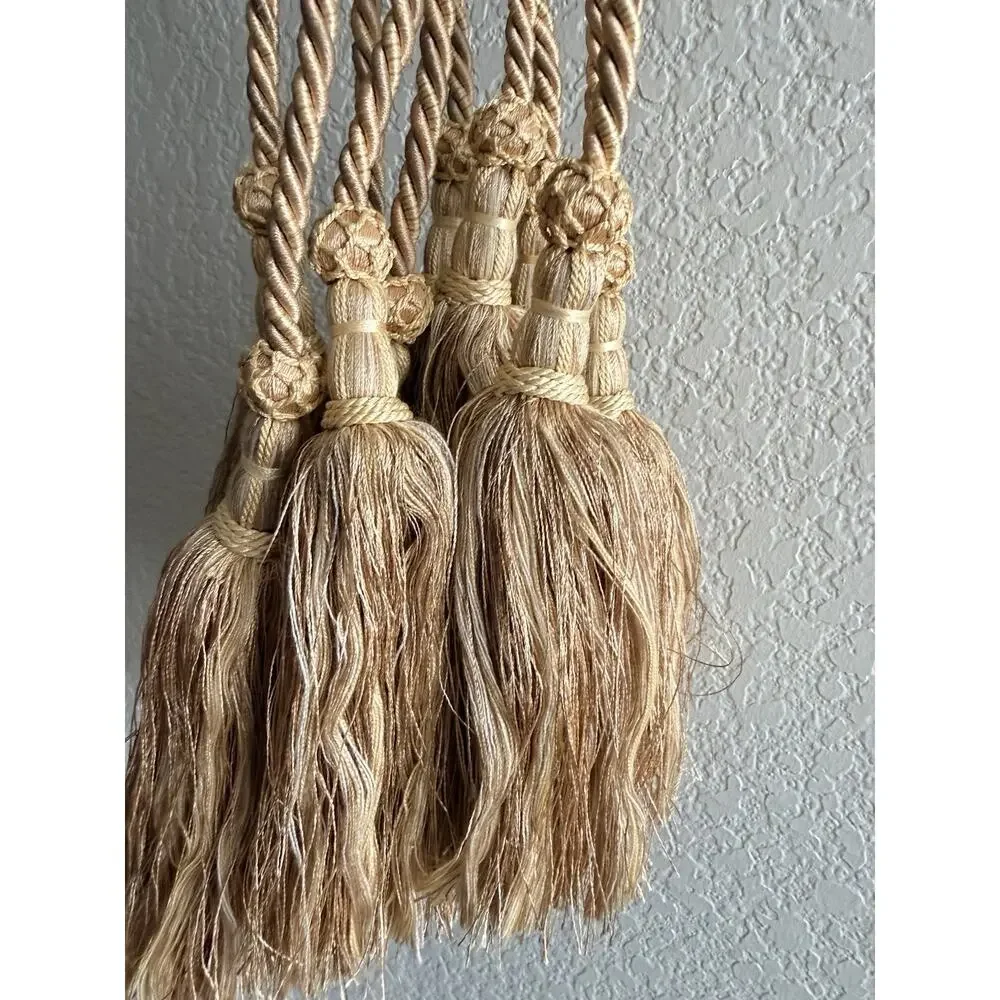 gold and beige rope tassel curtain tiebacks Set Of 5
